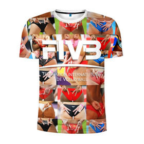 Мужская футболка 3D спортивная с принтом Волейбол 1 в Тюмени, 100% полиэстер с улучшенными характеристиками | приталенный силуэт, круглая горловина, широкие плечи, сужается к линии бедра | Тематика изображения на принте: fiv3 | volleyball | волейбол