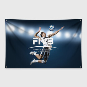 Флаг-баннер с принтом Волейбол 4 в Тюмени, 100% полиэстер | размер 67 х 109 см, плотность ткани — 95 г/м2; по краям флага есть четыре люверса для крепления | fiv3 | volleyball | волейбол