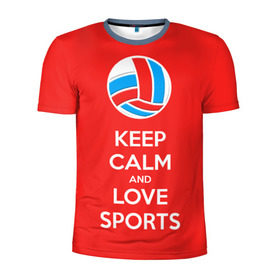 Мужская футболка 3D спортивная с принтом Волейбол 5 в Тюмени, 100% полиэстер с улучшенными характеристиками | приталенный силуэт, круглая горловина, широкие плечи, сужается к линии бедра | keep calm | volleyball | волейбол