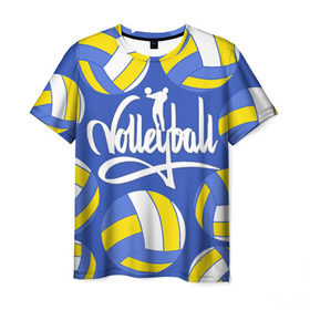 Мужская футболка 3D с принтом Волейбол 6 в Тюмени, 100% полиэфир | прямой крой, круглый вырез горловины, длина до линии бедер | Тематика изображения на принте: volleyball | волейбол