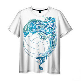 Мужская футболка 3D с принтом Волейбол 22 в Тюмени, 100% полиэфир | прямой крой, круглый вырез горловины, длина до линии бедер | 