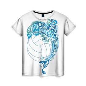 Женская футболка 3D с принтом Волейбол 22 в Тюмени, 100% полиэфир ( синтетическое хлопкоподобное полотно) | прямой крой, круглый вырез горловины, длина до линии бедер | 