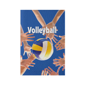Обложка для паспорта матовая кожа с принтом Волейбол 24 в Тюмени, натуральная матовая кожа | размер 19,3 х 13,7 см; прозрачные пластиковые крепления | Тематика изображения на принте: volleyball | волейбол