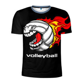Мужская футболка 3D спортивная с принтом Волейбол 26 в Тюмени, 100% полиэстер с улучшенными характеристиками | приталенный силуэт, круглая горловина, широкие плечи, сужается к линии бедра | Тематика изображения на принте: volleyball | волейбол