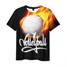 Мужская футболка 3D с принтом Волейбол 28 в Тюмени, 100% полиэфир | прямой крой, круглый вырез горловины, длина до линии бедер | volleyball | волейбол