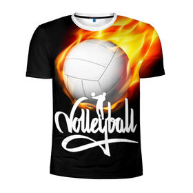 Мужская футболка 3D спортивная с принтом Волейбол 28 в Тюмени, 100% полиэстер с улучшенными характеристиками | приталенный силуэт, круглая горловина, широкие плечи, сужается к линии бедра | volleyball | волейбол