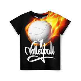 Детская футболка 3D с принтом Волейбол 28 в Тюмени, 100% гипоаллергенный полиэфир | прямой крой, круглый вырез горловины, длина до линии бедер, чуть спущенное плечо, ткань немного тянется | volleyball | волейбол