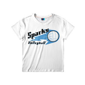 Детская футболка 3D с принтом Волейбол 50 в Тюмени, 100% гипоаллергенный полиэфир | прямой крой, круглый вырез горловины, длина до линии бедер, чуть спущенное плечо, ткань немного тянется | Тематика изображения на принте: sparks | volleyball | волейбол