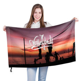 Флаг 3D с принтом Волейбол 65 в Тюмени, 100% полиэстер | плотность ткани — 95 г/м2, размер — 67 х 109 см. Принт наносится с одной стороны | volleyball | волейбол