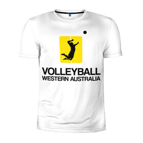 Мужская футболка 3D спортивная с принтом Волейбол 66 в Тюмени, 100% полиэстер с улучшенными характеристиками | приталенный силуэт, круглая горловина, широкие плечи, сужается к линии бедра | Тематика изображения на принте: volleyball | western australia | волейбол