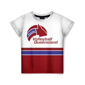 Детская футболка 3D с принтом Волейбол 68 в Тюмени, 100% гипоаллергенный полиэфир | прямой крой, круглый вырез горловины, длина до линии бедер, чуть спущенное плечо, ткань немного тянется | premier | queensland | volleyball | волейбол
