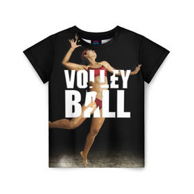 Детская футболка 3D с принтом Волейбол 75 в Тюмени, 100% гипоаллергенный полиэфир | прямой крой, круглый вырез горловины, длина до линии бедер, чуть спущенное плечо, ткань немного тянется | volleyball | волейбол