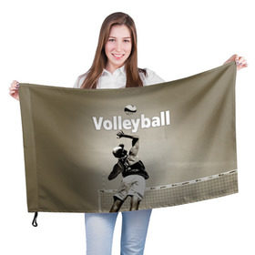 Флаг 3D с принтом Волейбол 78 в Тюмени, 100% полиэстер | плотность ткани — 95 г/м2, размер — 67 х 109 см. Принт наносится с одной стороны | volleyball | волейбол