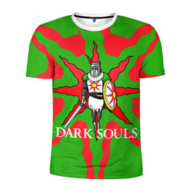 Мужская футболка 3D спортивная с принтом Dark Souls 3 в Тюмени, 100% полиэстер с улучшенными характеристиками | приталенный силуэт, круглая горловина, широкие плечи, сужается к линии бедра | dark souls | praise the sun | you died | дарк соулс