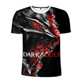 Мужская футболка 3D спортивная с принтом Dark Souls 7 в Тюмени, 100% полиэстер с улучшенными характеристиками | приталенный силуэт, круглая горловина, широкие плечи, сужается к линии бедра | dark souls | praise the sun | you died | дарк соулс