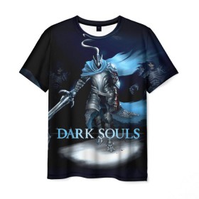 Мужская футболка 3D с принтом Dark Souls 17 в Тюмени, 100% полиэфир | прямой крой, круглый вырез горловины, длина до линии бедер | Тематика изображения на принте: dark souls | praise the sun | you died | дарк соулс
