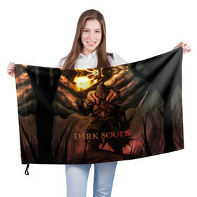 Флаг 3D с принтом Dark Souls 18 в Тюмени, 100% полиэстер | плотность ткани — 95 г/м2, размер — 67 х 109 см. Принт наносится с одной стороны | dark souls | praise the sun | you died | дарк соулс