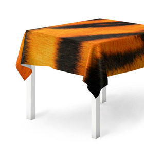 Скатерть 3D с принтом Шкура тигра в Тюмени, 100% полиэстер (ткань не мнется и не растягивается) | Размер: 150*150 см | кошка | полосатая | текстуры | тигр