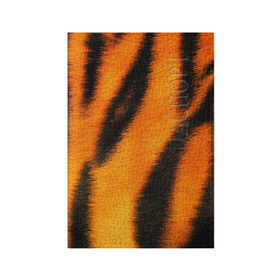 Обложка для паспорта матовая кожа с принтом Шкура тигра в Тюмени, натуральная матовая кожа | размер 19,3 х 13,7 см; прозрачные пластиковые крепления | кошка | полосатая | текстуры | тигр