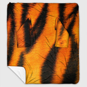 Плед с рукавами с принтом Шкура тигра в Тюмени, 100% полиэстер | Закругленные углы, все края обработаны. Ткань не мнется и не растягивается. Размер 170*145 | Тематика изображения на принте: кошка | полосатая | текстуры | тигр