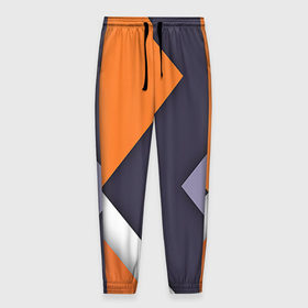 Мужские брюки 3D с принтом Geometriya в Тюмени, 100% полиэстер | манжеты по низу, эластичный пояс регулируется шнурком, по бокам два кармана без застежек, внутренняя часть кармана из мелкой сетки | оранжевый | серый