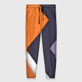 Женские брюки 3D с принтом Geometriya в Тюмени, полиэстер 100% | прямой крой, два кармана без застежек по бокам, с мягкой трикотажной резинкой на поясе и по низу штанин. В поясе для дополнительного комфорта — широкие завязки | оранжевый | серый