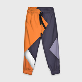 Детские брюки 3D с принтом Geometriya в Тюмени, 100% полиэстер | манжеты по низу, эластичный пояс регулируется шнурком, по бокам два кармана без застежек, внутренняя часть кармана из мелкой сетки | Тематика изображения на принте: оранжевый | серый
