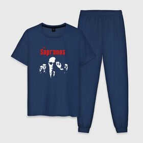 Мужская пижама хлопок с принтом the Sopranos (Клан Сопрано) в Тюмени, 100% хлопок | брюки и футболка прямого кроя, без карманов, на брюках мягкая резинка на поясе и по низу штанин
 | the sopranos | клан сопрано | сопрано