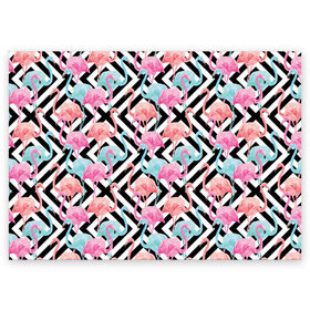 Поздравительная открытка с принтом Flamingo в Тюмени, 100% бумага | плотность бумаги 280 г/м2, матовая, на обратной стороне линовка и место для марки
 | flamingo
