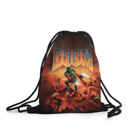 Рюкзак-мешок 3D с принтом Doom 1993 в Тюмени, 100% полиэстер | плотность ткани — 200 г/м2, размер — 35 х 45 см; лямки — толстые шнурки, застежка на шнуровке, без карманов и подкладки | 