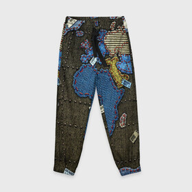 Детские брюки 3D с принтом Мир джинс в Тюмени, 100% полиэстер | манжеты по низу, эластичный пояс регулируется шнурком, по бокам два кармана без застежек, внутренняя часть кармана из мелкой сетки | земля | континенты | планета