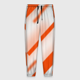 Мужские брюки 3D с принтом Бело-оранжевый в Тюмени, 100% полиэстер | манжеты по низу, эластичный пояс регулируется шнурком, по бокам два кармана без застежек, внутренняя часть кармана из мелкой сетки | вектор1