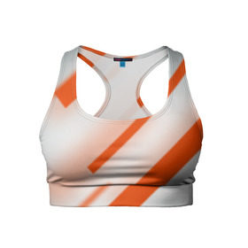 Женский спортивный топ 3D с принтом Бело-оранжевый в Тюмени, 82% полиэстер, 18% спандекс Ткань безопасна для здоровья, позволяет коже дышать, не мнется и не растягивается |  | вектор1
