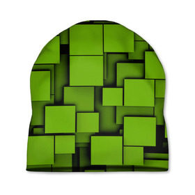 Шапка 3D с принтом Зеленые кубики в Тюмени, 100% полиэстер | универсальный размер, печать по всей поверхности изделия | кубы | текстура