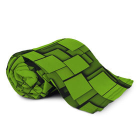 Плед 3D с принтом Зеленые кубики в Тюмени, 100% полиэстер | закругленные углы, все края обработаны. Ткань не мнется и не растягивается | кубы | текстура
