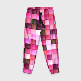 Детские брюки 3D с принтом Квадрат в Тюмени, 100% полиэстер | манжеты по низу, эластичный пояс регулируется шнурком, по бокам два кармана без застежек, внутренняя часть кармана из мелкой сетки | мозаика | плитка | розовый