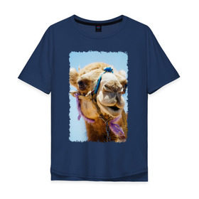 Мужская футболка хлопок Oversize с принтом Верблюд в Тюмени, 100% хлопок | свободный крой, круглый ворот, “спинка” длиннее передней части | Тематика изображения на принте: верблюд | горб | животное | караван | песок | плевок | пустыня
