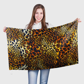 Флаг 3D с принтом Леопард в Тюмени, 100% полиэстер | плотность ткани — 95 г/м2, размер — 67 х 109 см. Принт наносится с одной стороны | 3д | животные | кошка | леопард | новая | хищник