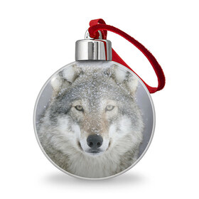 Ёлочный шар с принтом Добрый волк в Тюмени, Пластик | Диаметр: 77 мм | взгляд | волк | волки | оскал