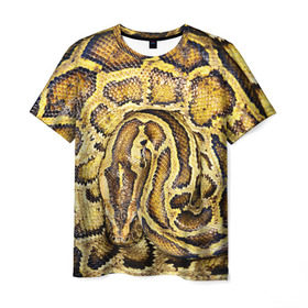 Мужская футболка 3D с принтом Змея в Тюмени, 100% полиэфир | прямой крой, круглый вырез горловины, длина до линии бедер | snake | анаконда | гадюка | змеиная | змея | кобра | кожа | кожура | удав | уж | червь | червяк | яд