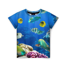 Детская футболка 3D с принтом Дайвинг в Тюмени, 100% гипоаллергенный полиэфир | прямой крой, круглый вырез горловины, длина до линии бедер, чуть спущенное плечо, ткань немного тянется | дайвинг | египет | каникулы | коралловый риф | крабы | красное море | море | морские обитатели | океан | отдых | отпуск | подводные красоты | приключение | рыбки | рыбы | туризм