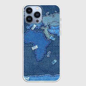 Чехол для iPhone 13 Pro Max с принтом Джинсовый 4 в Тюмени,  |  | джинсовый | джинсы | карта | мир