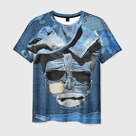 Мужская футболка 3D с принтом Джинсовый 5 в Тюмени, 100% полиэфир | прямой крой, круглый вырез горловины, длина до линии бедер | 