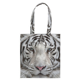 Сумка 3D повседневная с принтом Бенгальский тигр в Тюмени, 100% полиэстер | Плотность: 200 г/м2; Размер: 34×35 см; Высота лямок: 30 см | Тематика изображения на принте: tiger | белый | дикая кошка | тигр | хищник