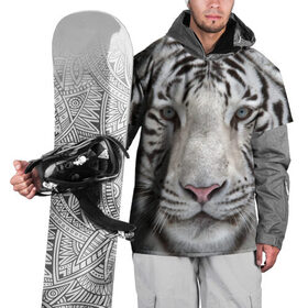 Накидка на куртку 3D с принтом Бенгальский тигр в Тюмени, 100% полиэстер |  | tiger | белый | дикая кошка | тигр | хищник
