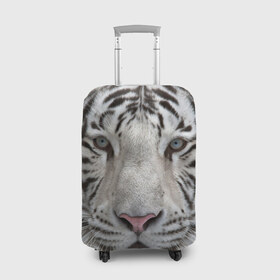 Чехол для чемодана 3D с принтом Бенгальский тигр в Тюмени, 86% полиэфир, 14% спандекс | двустороннее нанесение принта, прорези для ручек и колес | tiger | белый | дикая кошка | тигр | хищник