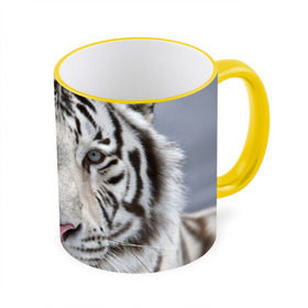 Кружка 3D с принтом Бенгальский тигр в Тюмени, керамика | ёмкость 330 мл | Тематика изображения на принте: tiger | белый | дикая кошка | тигр | хищник