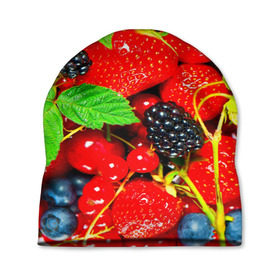 Шапка 3D с принтом Ягоды в Тюмени, 100% полиэстер | универсальный размер, печать по всей поверхности изделия | малина | ягода | ягодка | ягодная