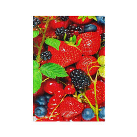 Обложка для паспорта матовая кожа с принтом Ягоды в Тюмени, натуральная матовая кожа | размер 19,3 х 13,7 см; прозрачные пластиковые крепления | Тематика изображения на принте: малина | ягода | ягодка | ягодная
