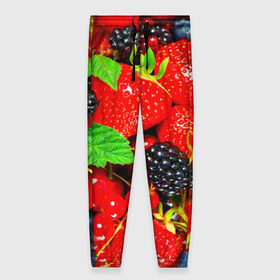 Женские брюки 3D с принтом Ягоды в Тюмени, полиэстер 100% | прямой крой, два кармана без застежек по бокам, с мягкой трикотажной резинкой на поясе и по низу штанин. В поясе для дополнительного комфорта — широкие завязки | малина | ягода | ягодка | ягодная